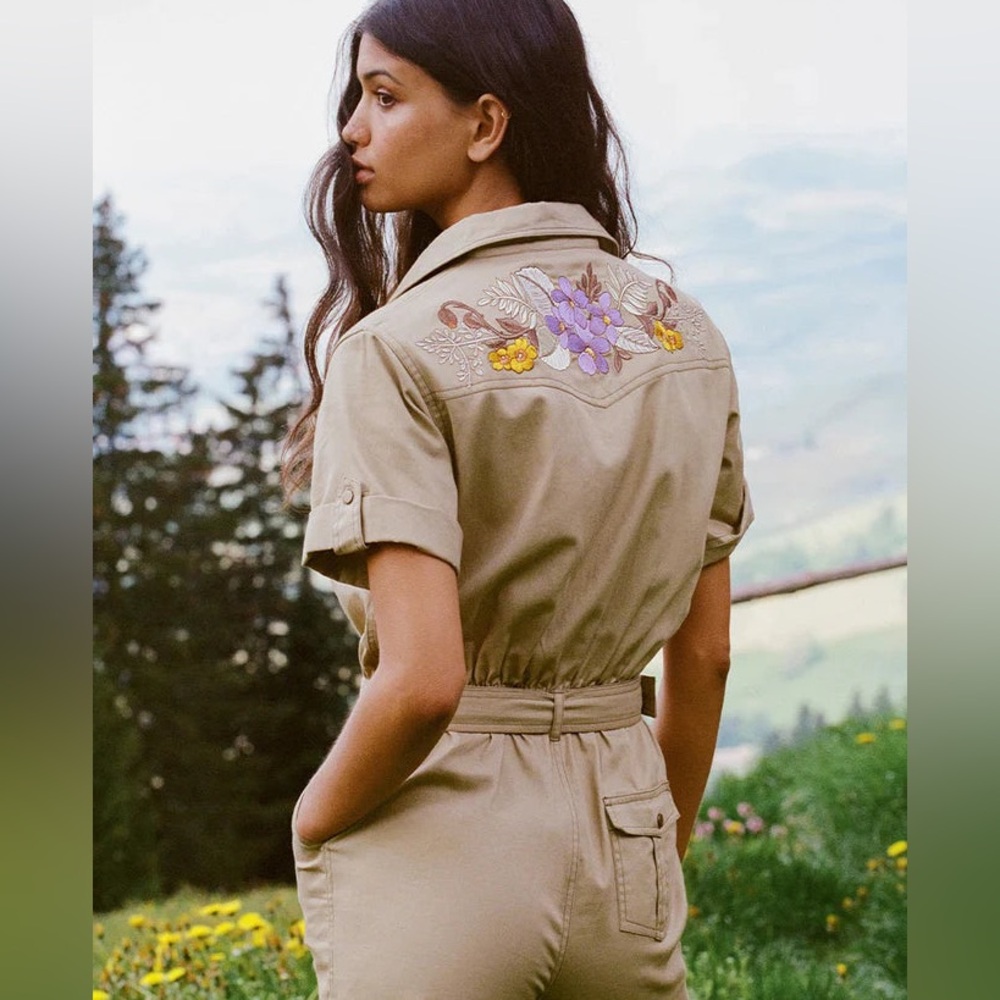Spell Foxglove Embroidered Boiler jumpsuit